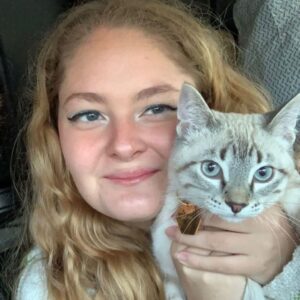 Happy lady with her kitty